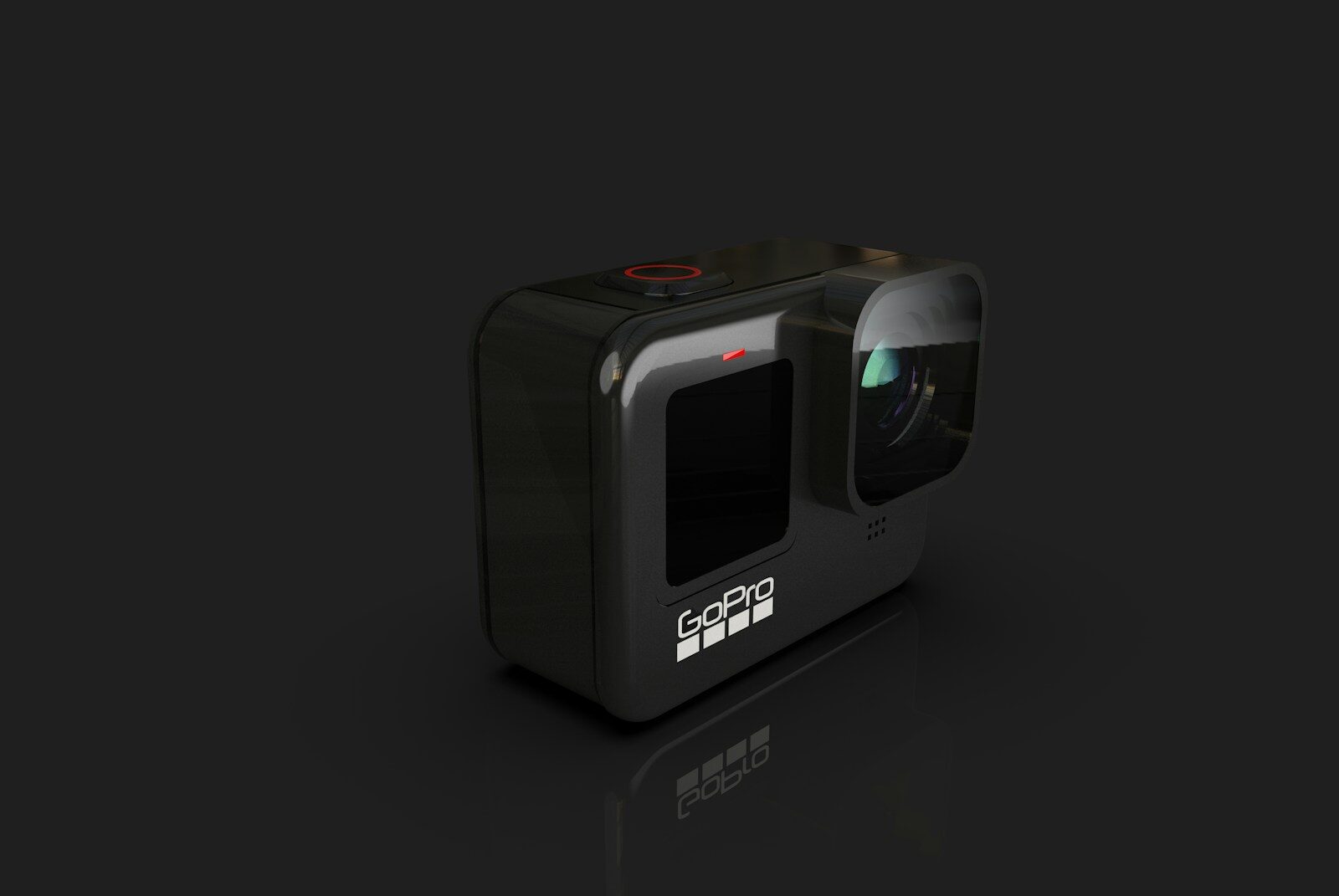 a black camera with a black background